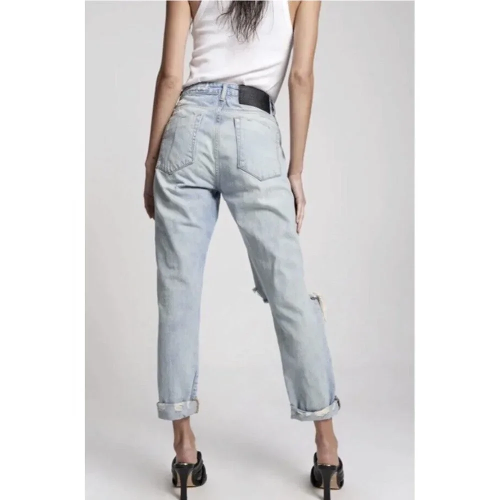 One Teaspoon Awesome Baggies Jeans Light Wash Denim Distressed Kansas Blue Sz 27